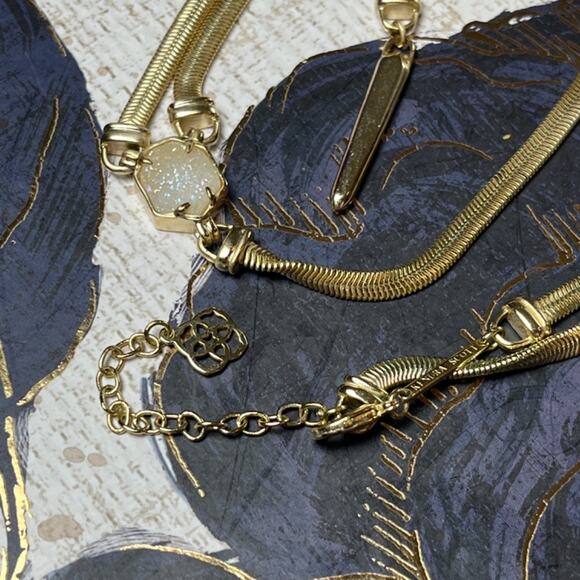 Kendra Scott Long Starla Y Gold and Crystal Geode Pendant Necklace D2 or 3 - Picture 8 of 14